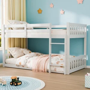 Solid Wood Low Twin Over Bunk Bed
