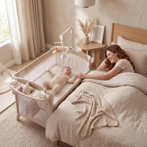 5-in-1 Playard for Babies with Bassinet, Changing Station,Firm Mattress & One-Hand Fold