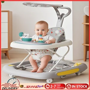 Baby Multi-Functional Comfortable Walker With Awning Anti-Rollover