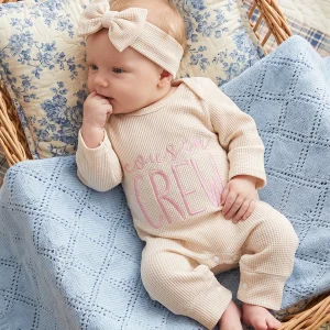 2 Pcs Neck-Long-Sleeve Romper Bow