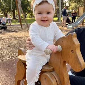 Eyelet Ruffled Footie Romper and Headband