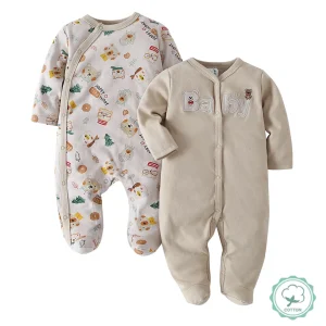 2pcs Zip Footed Rompers